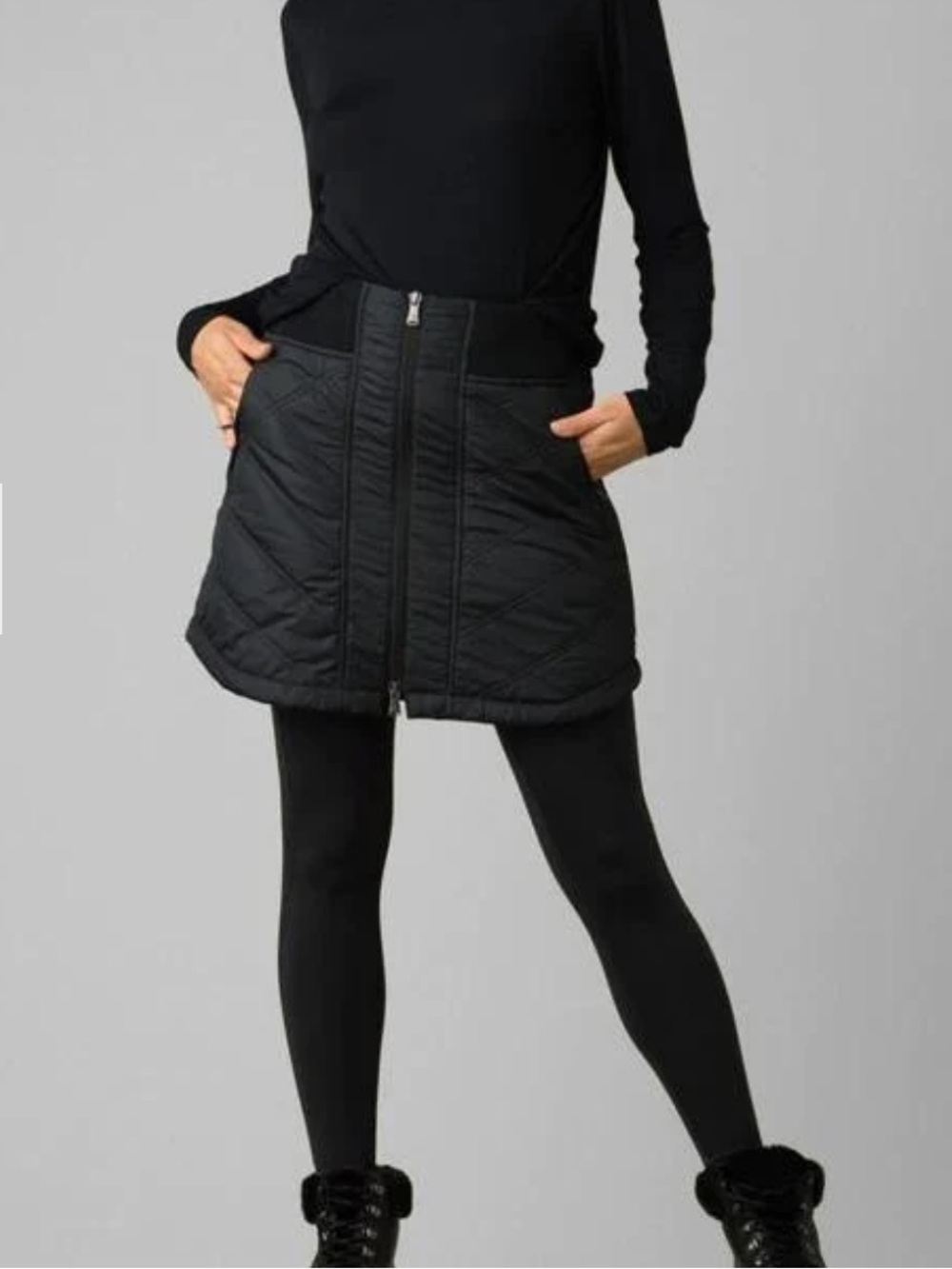 Prana Elsa Quilted Zip-Front Skirt with fleece lining